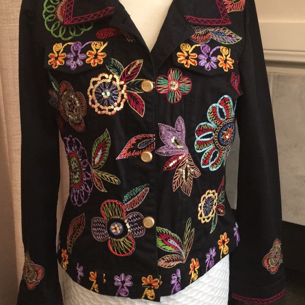 💃Sale💃💥💥BERER Sequin Beaded Denim Jacket